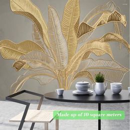 Wallpapers Gold Banana Leaf Mural Custom Any Size Wallpaper Living Room TV Background Bedroom El Decor Wall Painting Po Paper