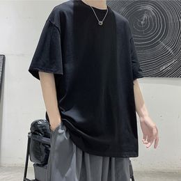 Men's TShirts Oversized Summer Short Sleeve Men's T Shirt Fashion Solid Loose ONeck T Shirt Mens Cotton Hip Hop Streetwear Top Tees S5XL 230329