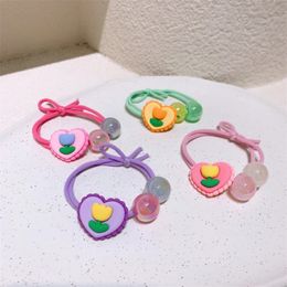 2023 New Sweet Girl Princess Ponytail Hair Accessories Fashion Korea Children's Cute Colourful Love Flower Rubber Band Hair Rope