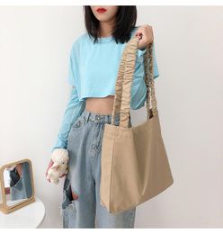 Evening Bags Korean Fashion Pleated Strap Shoulder Bag Women Pure Colour Big Collage Student Book Messenger Designer BagsEvening