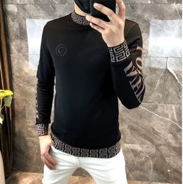 Spring men's hoodies autumn sweatshirts men's round neck black tide ins polos lapel zipper printed long sleeve fashion men inner pullover hoodie 4XL