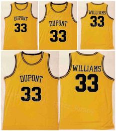 Dupont College Basketball Jason Williams Jerseys 33 High School University Shirt All Stitched Team Colour Yellow For Sport Fans Breathable Pure Cotton Men NCAA