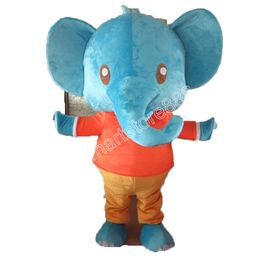 Adult size blue elephant Mascot Costumes Animated theme Cartoon mascot Character Halloween Carnival party Costume