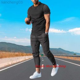 Men's Tracksuits Summer Men Tshirt Suit Tracksuit Streetwear 2 Piece Set Fashion Male Clothes 3D Print Sportswear Short Sleeve T-shirt Long Pants W0329