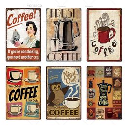Retro Coffee Metal Tin Sign Metal Plaque Wall Art Home Decor for Kitchen Coffee Cafe Bar Decoration Plate Retro Art Posters Painting 30X20cm W03
