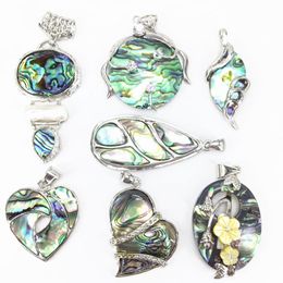 Pendant Necklaces Vintage Multi-type Natural Mother Of Pearl Shell Silver-color Abalone Pendants Charm Jewellery Making Finding B1108