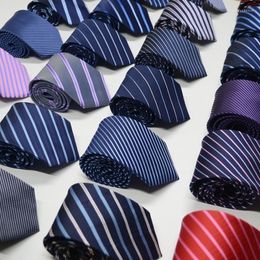Bow Ties Business Tie Work Professional Wedding Bridegroom Student Necktie Black 8cm Striped Men's