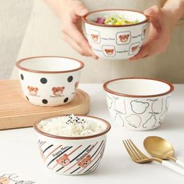 Bowls Cartoon Bear Kitchen Tableware Ceramic Bowl For Dinner Dishes Serving Ramen Plates Dinnerware Fruit