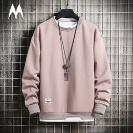 Men's Hoodies Sweatshirts Autumn Harajuku Sweatshirts Men Casual Solid Colour Sweatshirt ONeck Fake Two Pullover Mens Basis Tops Streetwear 230329