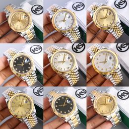 With diamond watch gold dial sapphire 41mm mens automatic mechanism 36mm ladies date watch fashion luxury watch 904L stainless steel strap with box Wristwatches 007