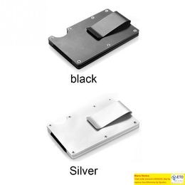 2022 new Metal Mini Money Clip Brand Fashion Black White Credit Card ID Holder With RFID Antichief Wallet Men