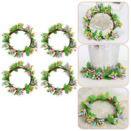 Decorative Flowers Wreaths Wreath Easter Rings Ring Spring Door Berry Front Eucalyptus Decor Holder Garland Artificial Mini Pillar Leaf P230310