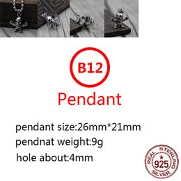 B12 S925 Sterling Silver Pendant Personalized Fashion Skull Letter Net Red Punk Hip Hop Style Jewelry Gift for Lovers
