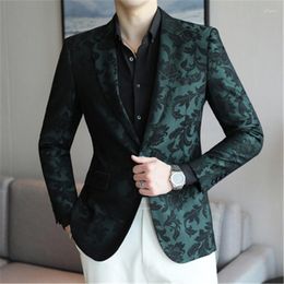 Men's Suits 5XL Men Blazer Single Breasted Floral Long Sleeve Stage Host Prom Dresses Costume Slim Fit Jacket Male Clothes