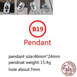 B19 S925 Sterling Silver Pendant Personalised Fashion Military Flower Sword Letter Net Red Punk Street Dance Style Jewellery Lover Gift