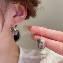 Korean Pearl Colored Glaze Flower Women Dangle Earrings Fashion Sweet Versatile New Premium Temperament Jewelry