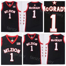 Basketball 1 T-Mac Jersey Tracy McGrady High School Mount Zion Christian College For Sport Fans University Team Black Pure Cotton Stitched Breathable Men NCAA