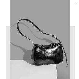 Evening Bags Shoulder For Women Oil Wax Leather Handbag Vintage Crossbody Bag Luxury Designer High Quality Female Simple Zip Armpit