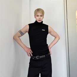 Men's Tank Tops SYUHGFA Summer Design Korean Fashion Loose Turtleneck Slim Versatile Casual 2023 Solid Colour Male Sleeveless Vest