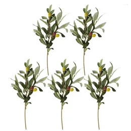 Decorative Flowers Olive Branches Fake Artificial Tree Faux Green Stems Simulation Fruits Silk Stem Decorations Plastic Twig Leaf Fruit