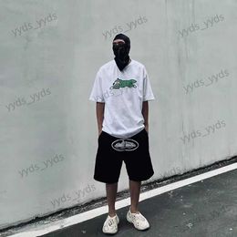 Men's Pants Street Hip Hop Printed Knitted Shorts Men's Loose Small High Street Mid Guard Pants T230329
