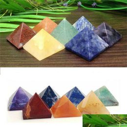 Pendants Pyramid Natural Stone Crystal Healing Wicca Spirituality Carvings Craft Square Quartz Turquoise Gemstone Carnelian Jewellery Dhyvv