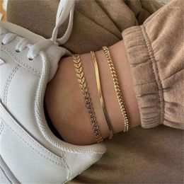 Anklets Fashion Gold Color Snake Chain Ankle Bracelet Set For Women Summer Beach Barefoot Sandals On The Leg Anklet Jewelry