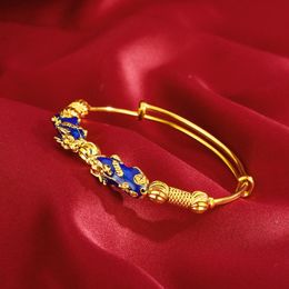 Bangle Dripping Blue Brave Troops Adjust Women Bracelet Fashion Yellow Gold Filled Classic Female Jewellery GiftBangle