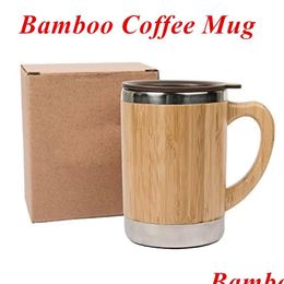 Mugs Stainless Steel Bamboo Coffee With Handle And Lids Cam Eco Friendly Insated Tea Travel Bes121 Drop Delivery Home Garden Kitchen Dhitq