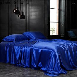 Bedding Sets Silk Satin Mulberry Pure Four-piece AB Quilt Cover 220 240cm - Ocean Blue