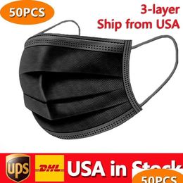 Other Home Garden Black Disposable Face Mask 3Layer Protection With Earloop Mouth Sanitary Outdoor Masks Drop Delivery Dhejy