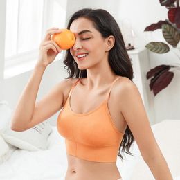 Camisoles & Tanks Women's Adjustable Breathable Gathering No Underwire Strapless Underwear Top Bra Girls Seamless Sports