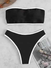 Women's Swimwear Bikinis 2023 Swimsuit Women High Waist Two-piece Bikini Set Tube Top Thong Bathing Suit Summer Beachwear For Female