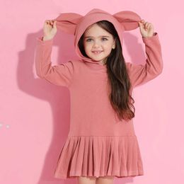 Girl's Dresses Bear Leader Girls Dress New Brand Baby Girls Blouse Rabbit Ears Hooded Ruched Long Sleeve Children Clothing Dress Girls Clothes