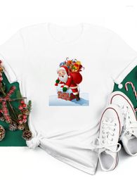 Women's T Shirts Christmas WearVersatile TShirt Women Print Top Snowman Gift Year Short Sleeve