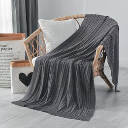 Blankets Knitted Thread Blanket Ins Nordic Office Nap Air-conditioning Knitted Solid Color Blanket Thin Quilt Sofa Soft Throw Blanket 230329