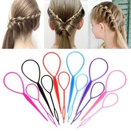 6 colors Magic Pony Topsy Tail Hair Braid Ponytail Styling Maker Tool Large Small 2pcs/set