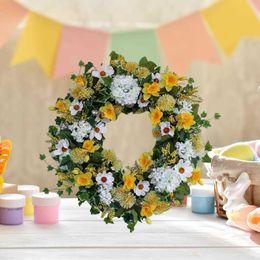 Decorative Flowers Wreaths Spring Summer Wreath Front Door Party Festival Ornament Outside Props Easter P230310