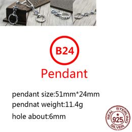 B24 S925 Sterling Silver Pendant Personalised Fashion Simple Couple Creative Cross Flower Five Point Star Letter Net Red Punk Hip Hop Dance Style Jewellery Lover Gift