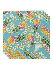 Table Napkin 4pcs Pineapple Yellow Fashion Print Square 50cm Party Wedding Decoration Cloth Kitchen Dinner Serving Napkins