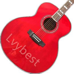 Lvybest Professional 43" Solid Spruce Top Acoustic Guitar Jumbo Vintage Style Natural Guilds Acoustic Guitar with Electronic EQ