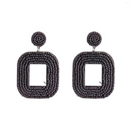 Hoop Earrings Beaded Drop Handmade Seed Bead Heart Dangle Bohemia Statement Earring Studs For Women Girls