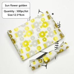 Gift Wrap 500pcs/lot Sprinkle Golden Sunflower White Background Nougat Wrapping Paper Simple Style Party Candy Sugar DIY Packaging