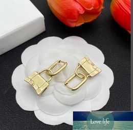 Simple Lock Pendant Women Designer Studs Titanium Steel Lover Earrings Gold Silver Colours Hoop For Fashion Jewellery