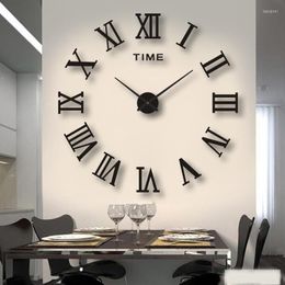 Wall Clocks 3D DIY Clock Roman Numerals Frameless Mirror Home Decoration For Living Room Bedroom Decorations