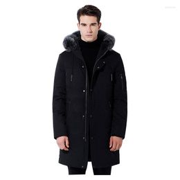 Men's Down Winter Fur Hood Cotton Jackets Men Warm Thick Quality Long Coats Male Casual Overcoat Parkas
