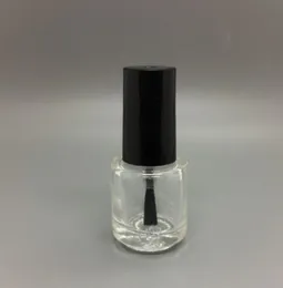 Fashion 5ml Round Shape Refillable Empty Clear Glass Nail Polish Bottle For Nail Art With Brush Black Cap white caps