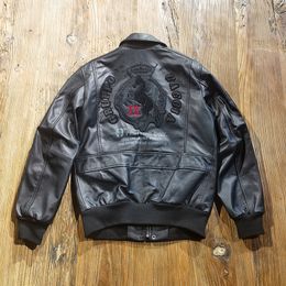 Brand Jacket A2 Air Force Flight Layer Of Cowhide Leather Jacket Back With Horse Embroidery The Italian Flag Bomber Jackets Waterproof W 7987