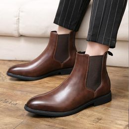 New Men pointed Ankle Boots Chelsea Boots Classic high boots Fashion Business Casual Street Party Elegant DESIGN SHOE