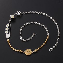 Chains Hip Hop Lucky Dice Daisy Necklace Women Men Smilely Face Clip Pin Charms Neck Jewellery Link Chain Choker Unique Birthday Gifts